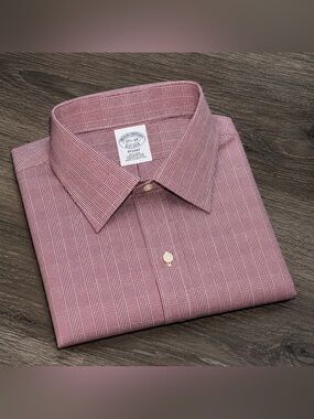 Brooks Brothers Regent Dress Shirt in Maroon Plaid XL